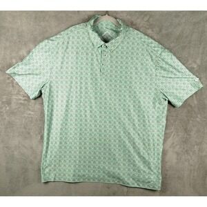 Burlebo Performance Golf Green Polo Shirt Golf Cart Golf Clubs Pattern Mens 2XL